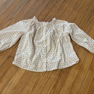 Hanna Andersson White Button Down Shirt with Red Dots